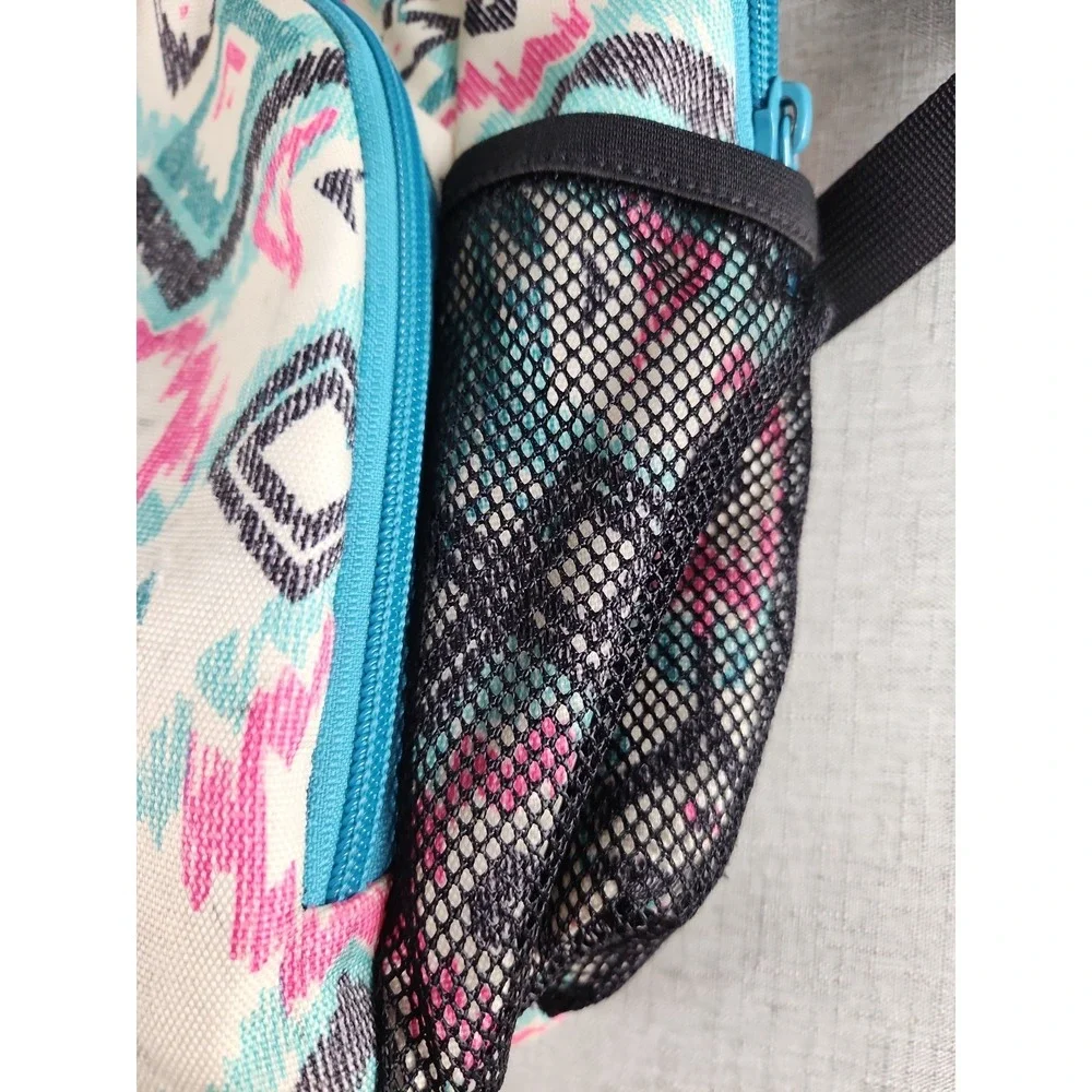 KAVU Packwood Backpack Southwest Aztec Tribal Canvas Laptop Bookbag Teal Pink